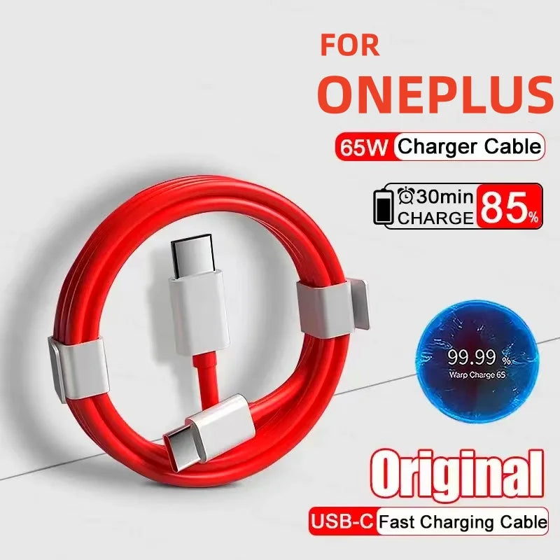 PD 65W Supervooc Fast Charger Cable For Oneplus Ace 12 11 10T 9 8T 7T Pro USB C To Type C Cable Warp Dash Charge 6T 5T Data Wire