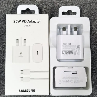 Samsung 25W Super fast Charger UK Plug PD Super Fast Charging Adapter For Galaxy A55 A35 A25 A15 A54 A73 A53 S20 S21 S22 S23 S24