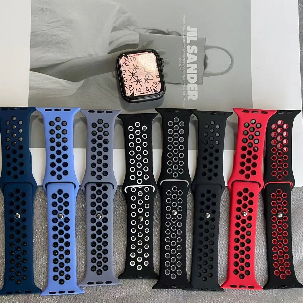 Sport Strap For Apple Watch Bands 45mm 49mm 44mm 40mm 41mm 42mm 46mm Silicone bracelet iWatch Ultra 2 Series 10 9 8 SE 7 6 5 4 3