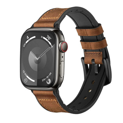 Strap for Apple watch band 44mm 42mm 45mm 49mm 41mm 40mm 46mm Leather+Silicone correa bracelet iWatch Serie 10 9 ultra 8 7 6 SE