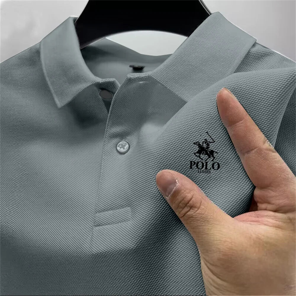 high-quality men's printed polo shirt new high-end business casual quick drying and breathable polo collar short sleeved