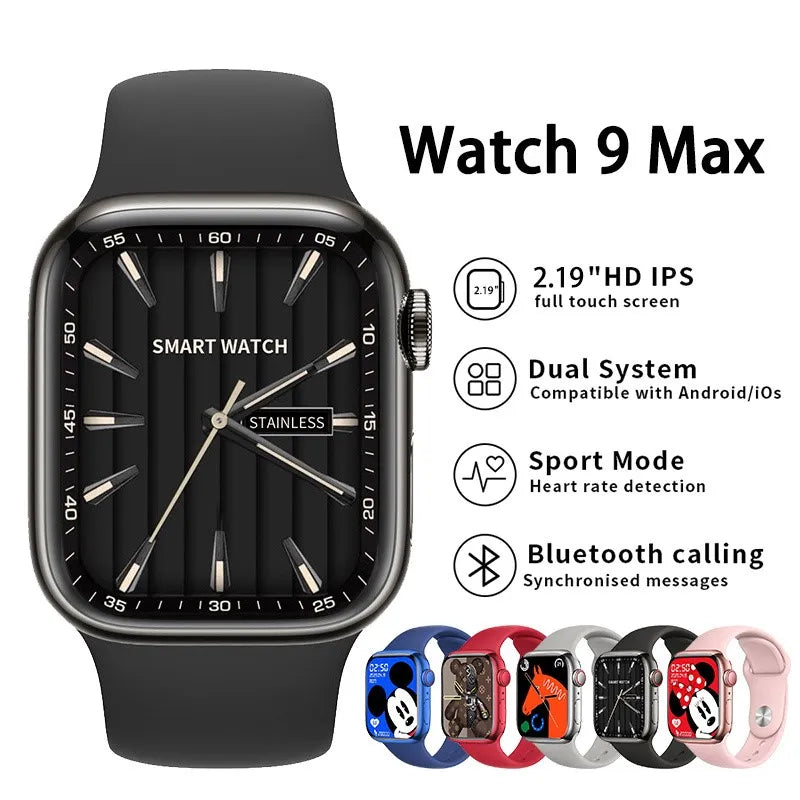 Watch 9 Max Smart Watch - Series 9 - Full Edge HD Display - Bluetooth Calling - Alwayz On Display Feature - Wireless Charging - Sports Functions