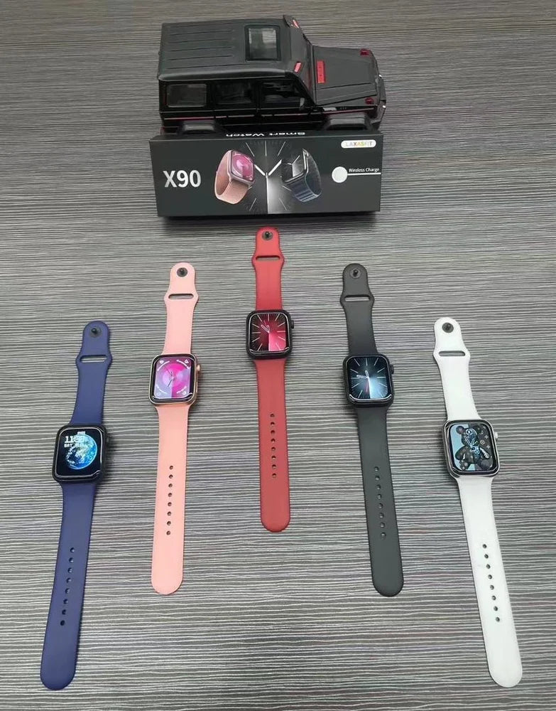 X90 series 9 smart watch hd dispplay full wireless charger laxasfit application with multiple straps