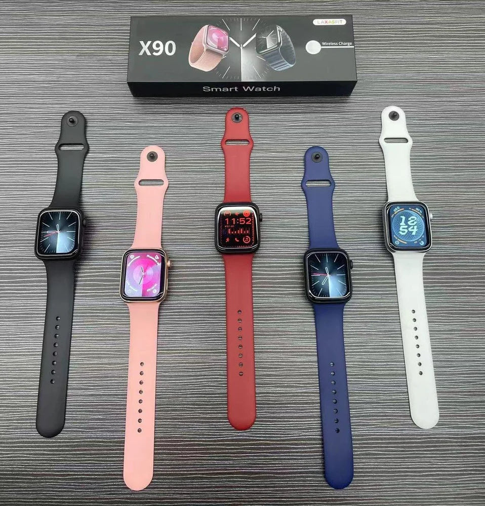 X90 series 9 smart watch hd dispplay full wireless charger laxasfit application with multiple straps